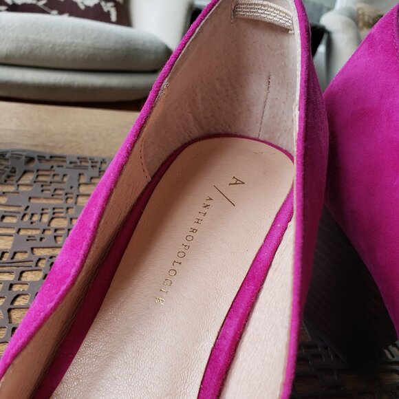 Anthropologie | Block Heel Pumps | Fuschia Suede | Size 9.5 | NWOB - Picture 7 of 7